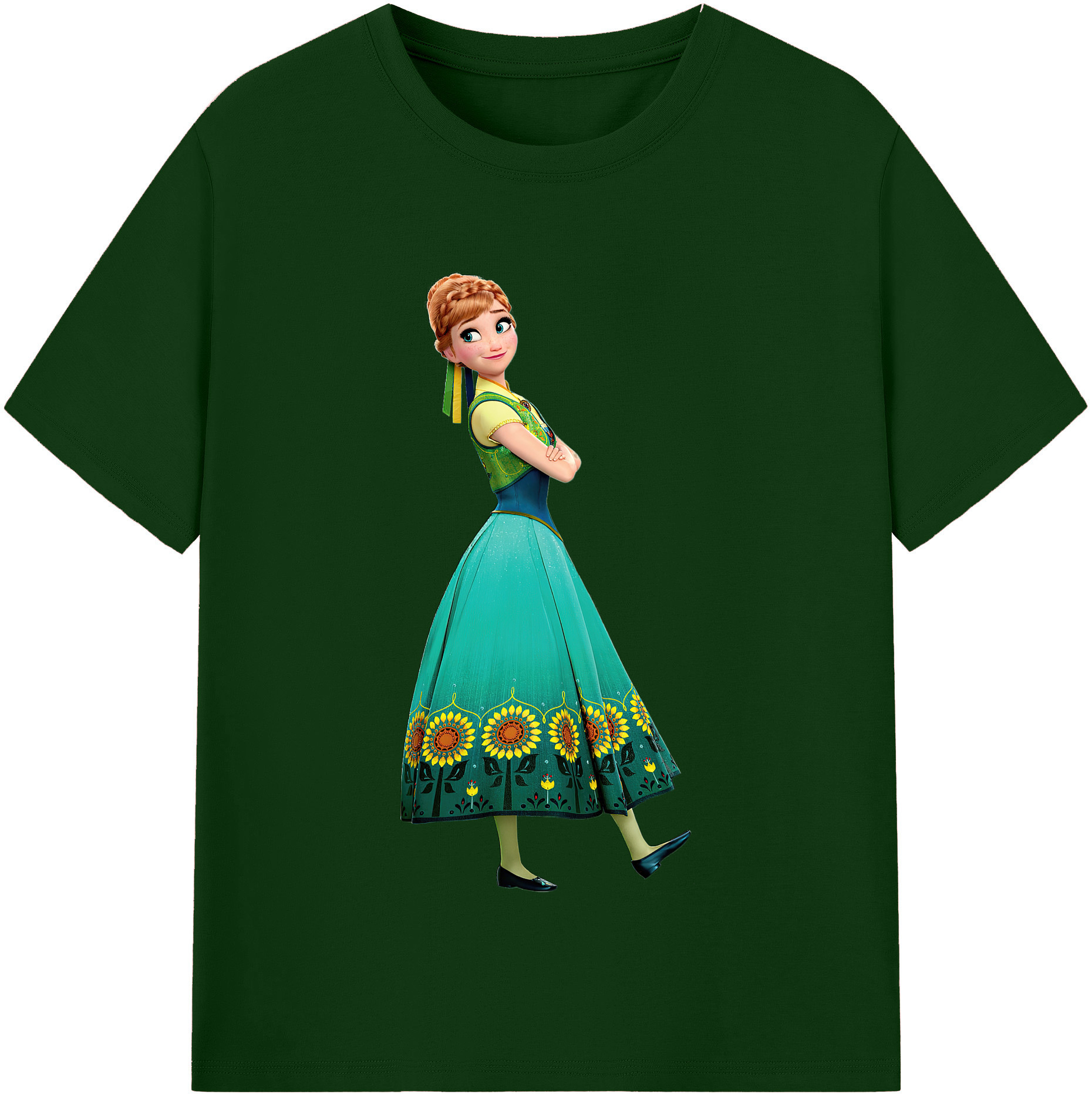 （画像用） アナと雪の女王 アンナ エルサ Frozen Anna Elsa 綿100％半袖Tシャツ（フロントプリント）